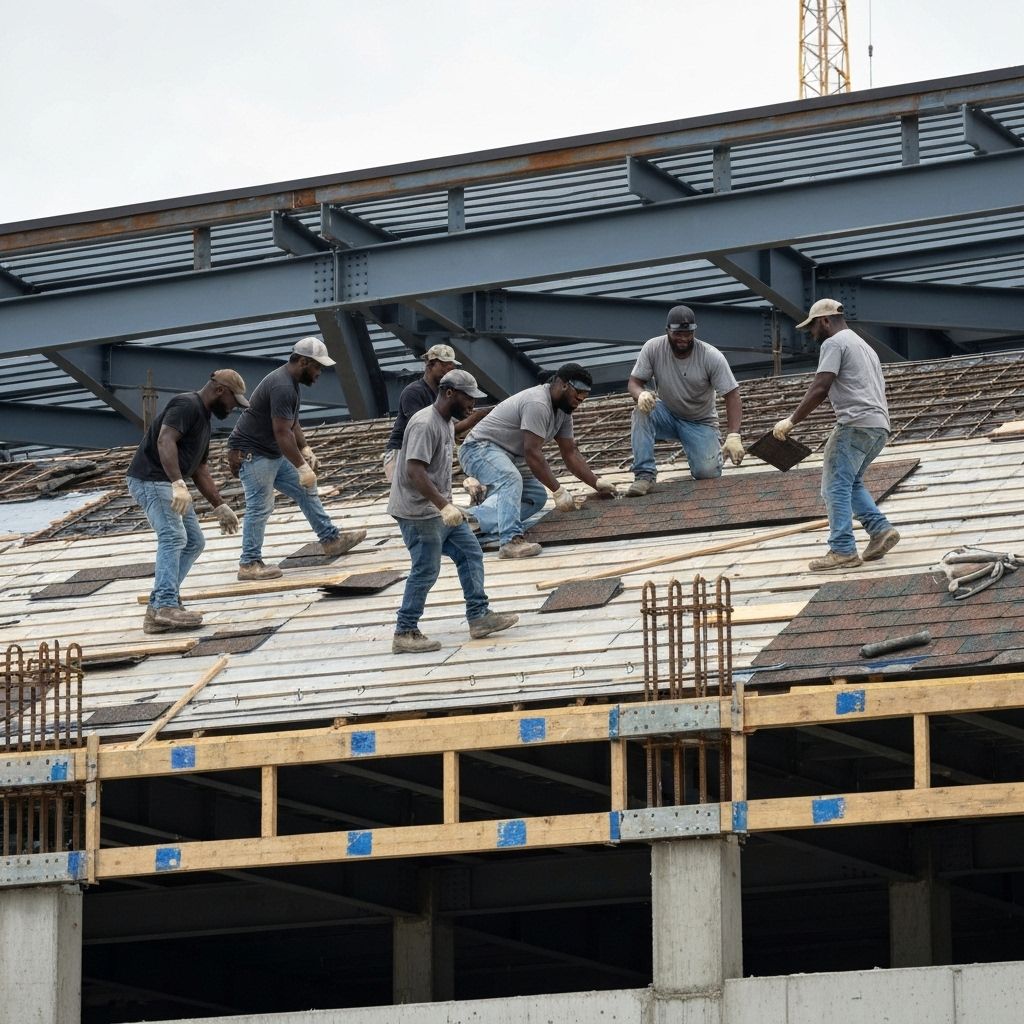 Professional roofing team